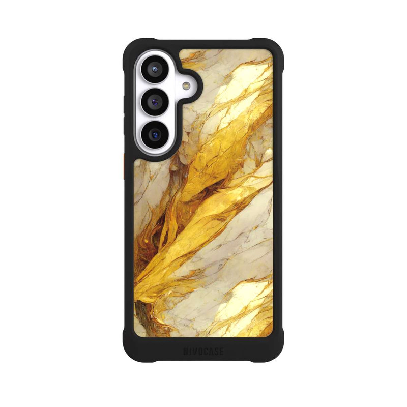 Galaxy S26+ NIVOmax White Marble Gold Print Layers