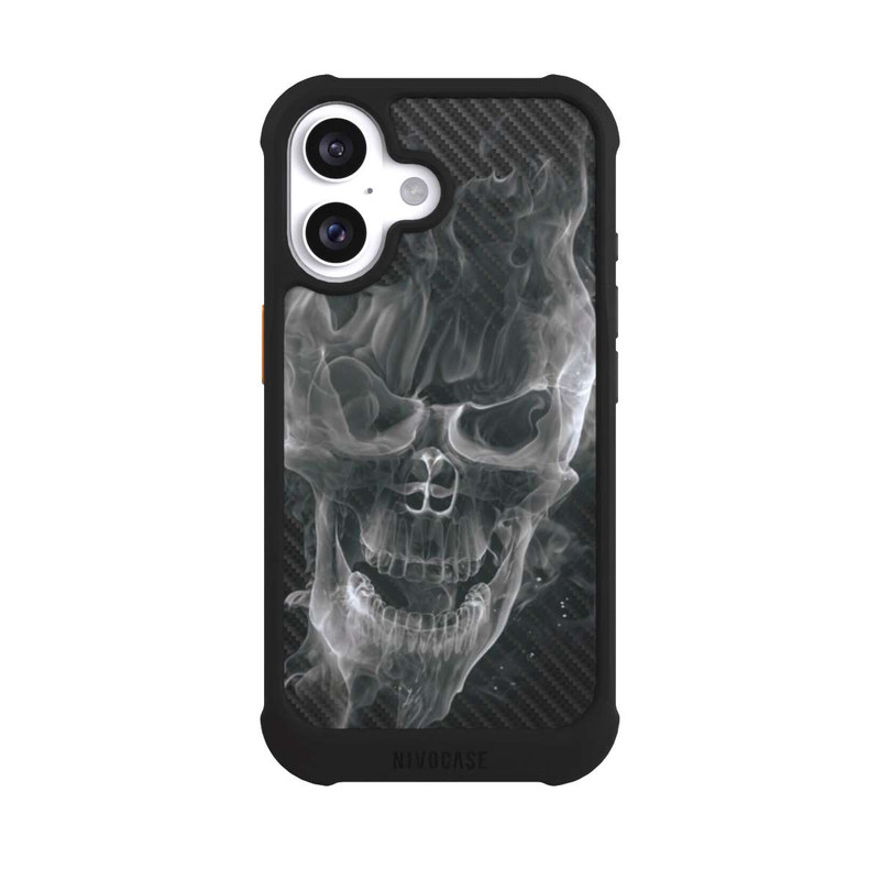 iPhone 16 NIVOmax rauchender Totenkopf Carbon