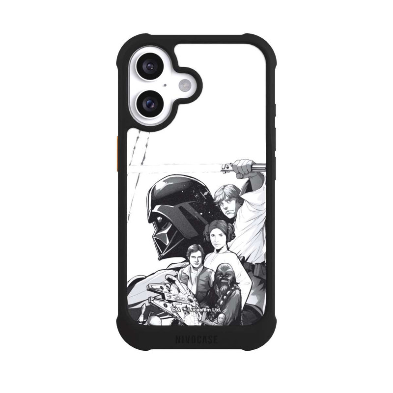 iPhone 16 NIVOmax StarWars Charaktere - Schwarz-Weiß