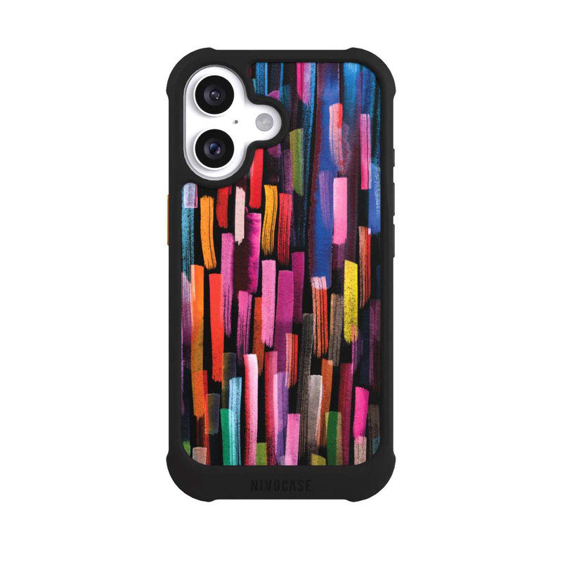 iPhone 16 NIVOmax Bunte Pinselstriche schwarz