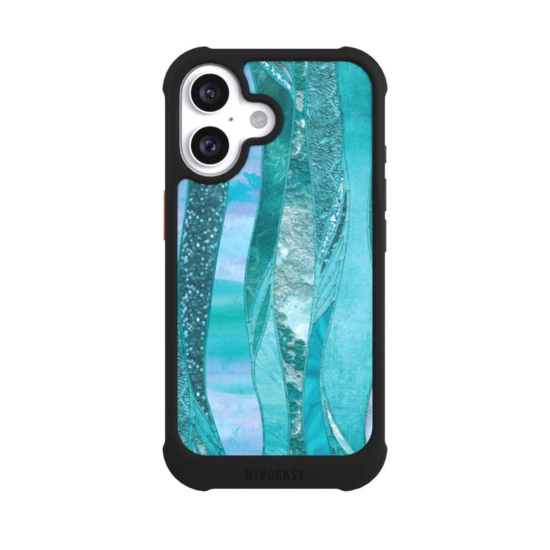 iPhone 16 NIVOmax glamouröser Glitzerlook blau