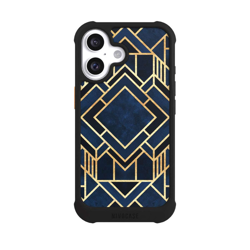 iPhone 16 NIVOmax Kunst Deko Blau Golddruck