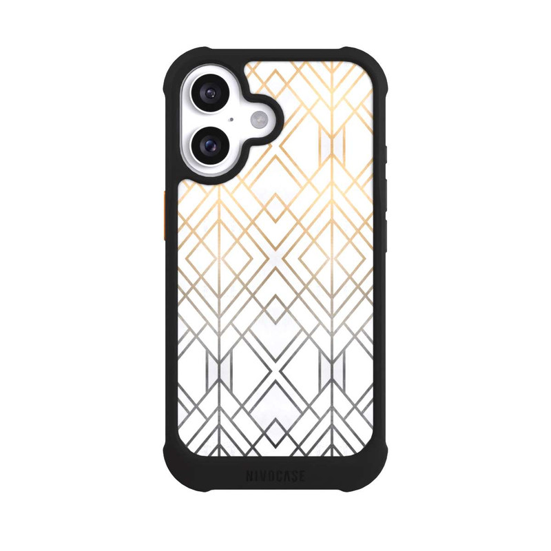 iPhone 16 NIVOmax Gold und Grauer Geo Golddruck