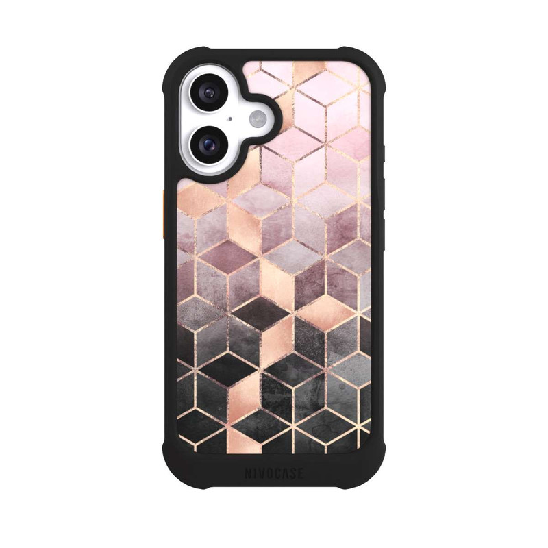 iPhone 16 NIVOmax Pink-grauer Farbverlauf Würfel Druck