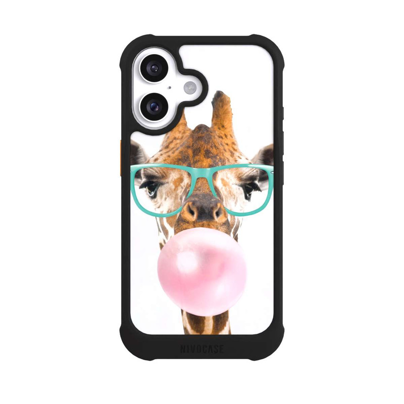 iPhone 16 NIVOmax Giraffe mit Kaugummi
