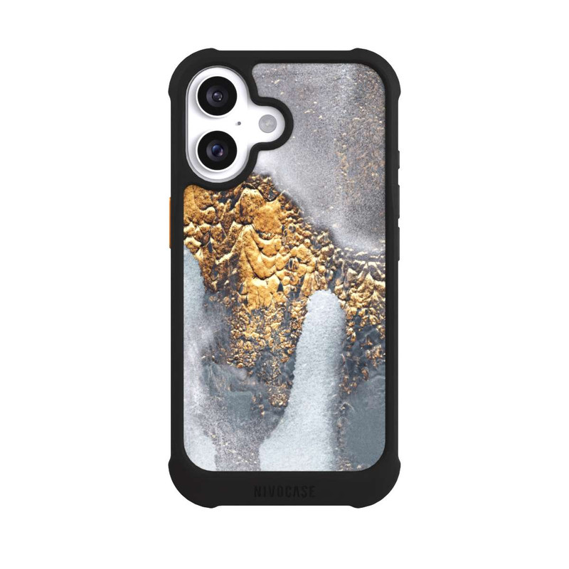 iPhone 16 NIVOmax Beton-Gold-Glitzerlook