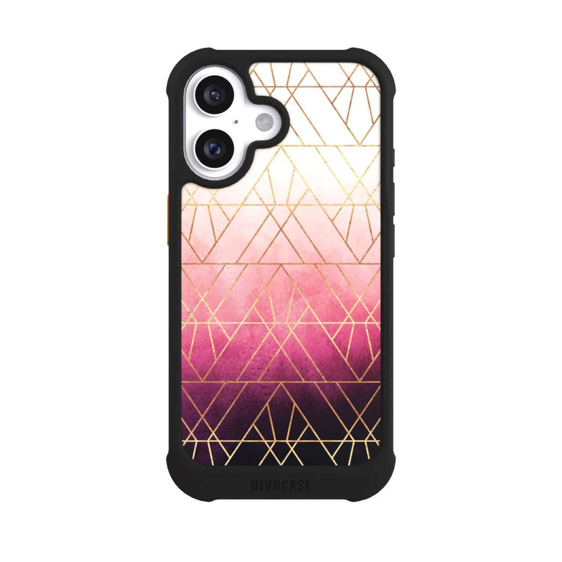 iPhone 16 NIVOmax Pink Ombre Dreiecke Golddruck