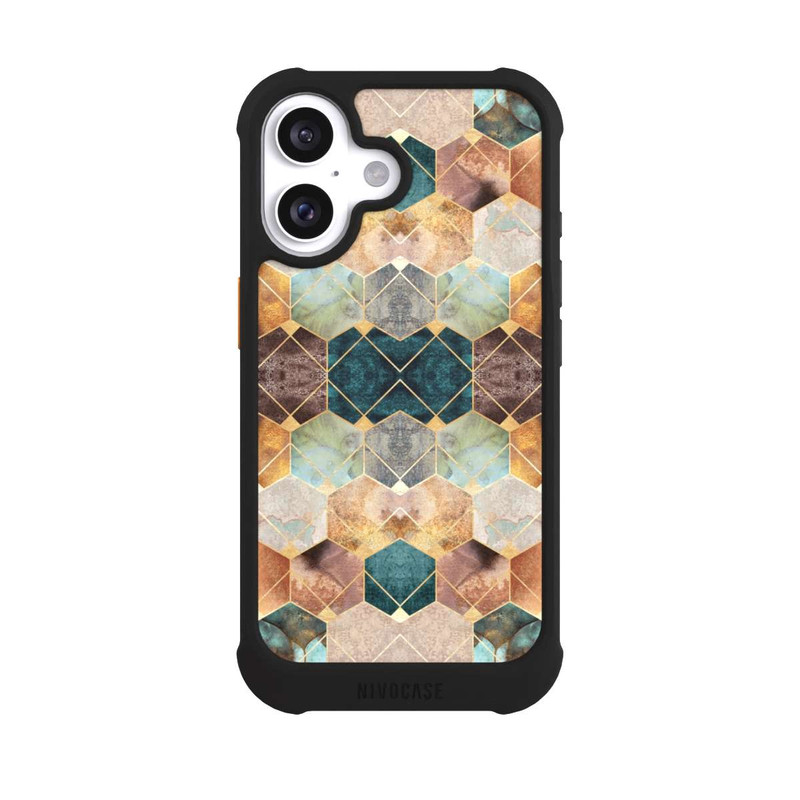 iPhone 16 NIVOmax Naturfarbene Sechsecke und Diamanten
