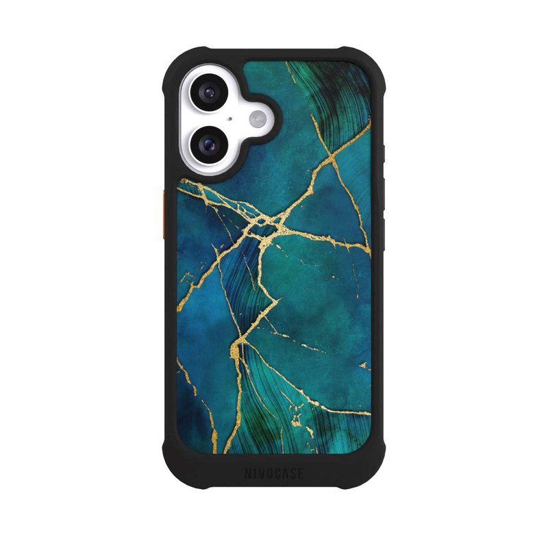 iPhone 16 NIVOmax Mineralischer Glamourlook Blaugold