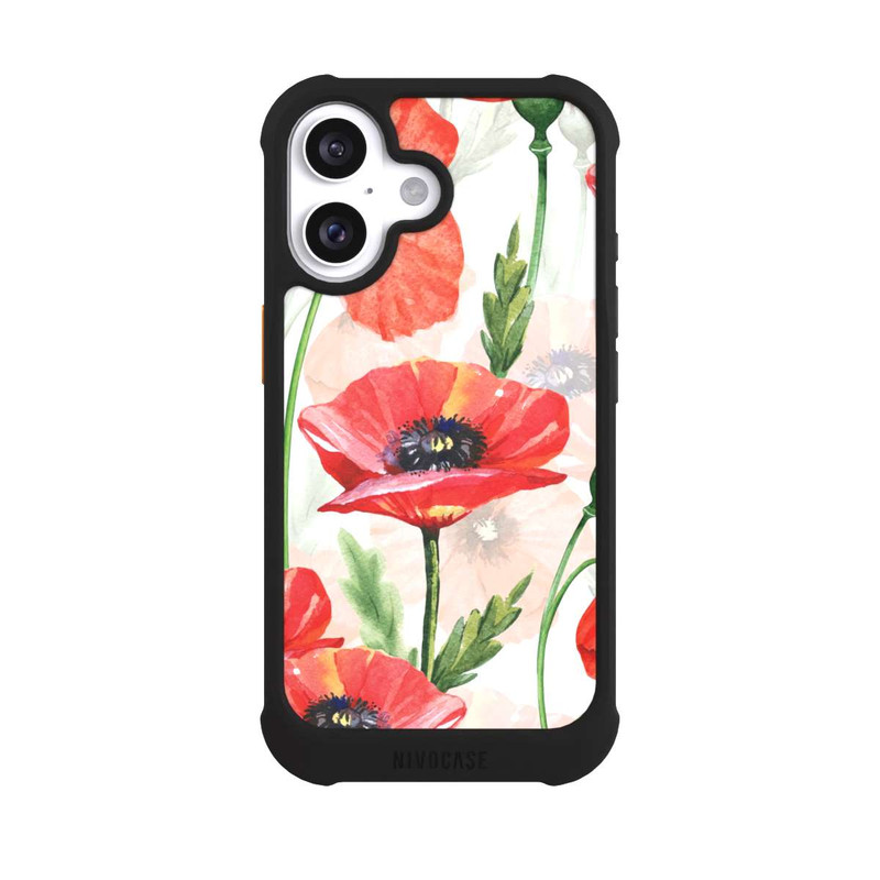 iPhone 16 NIVOmax Wasserfarbe Mohnblumen