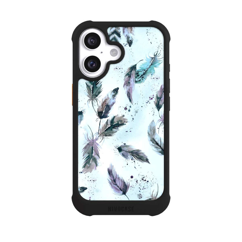 iPhone 16 NIVOmax Magische Federn Sanftes Blau