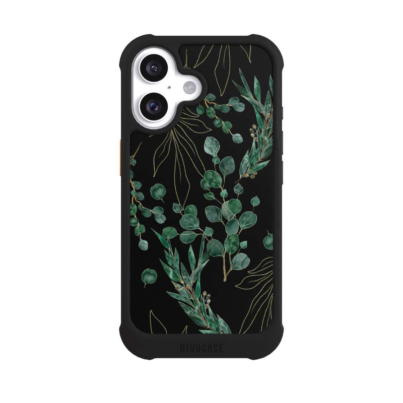 iPhone 16 NIVOmax Eukalyptusblätter schwarz