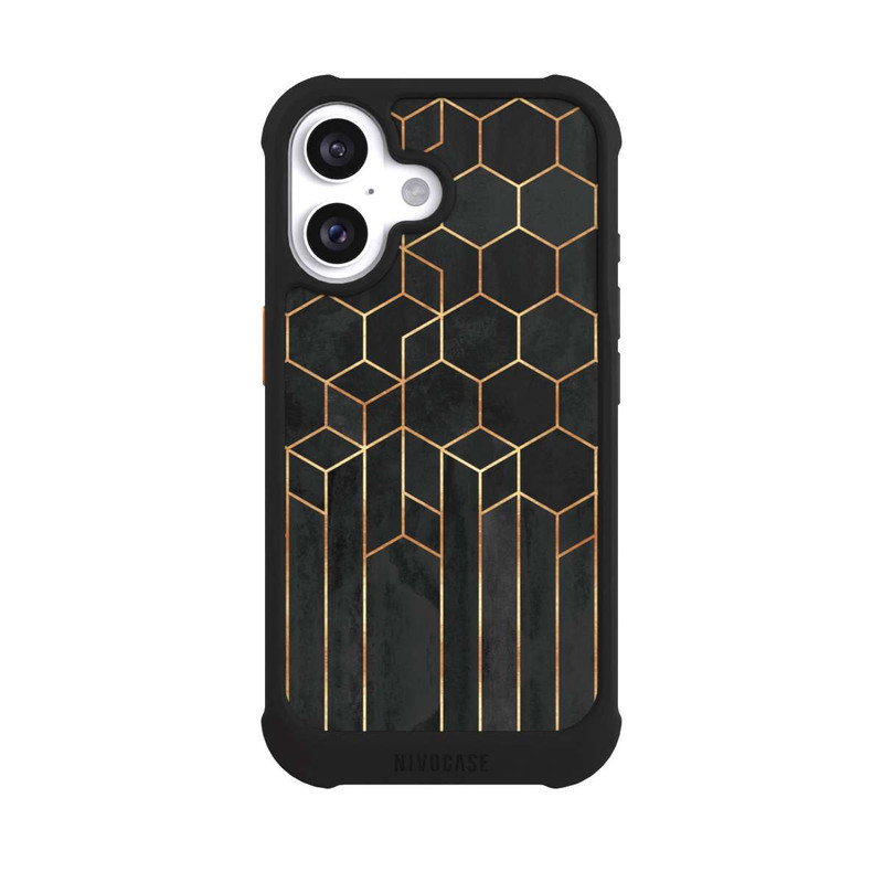 iPhone 16 NIVOmax Schwarze Sechsecke