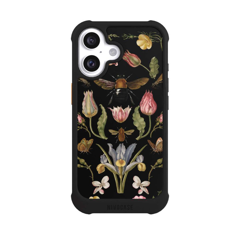 iPhone 16 NIVOmax Wildblumen und Biene Schwarz