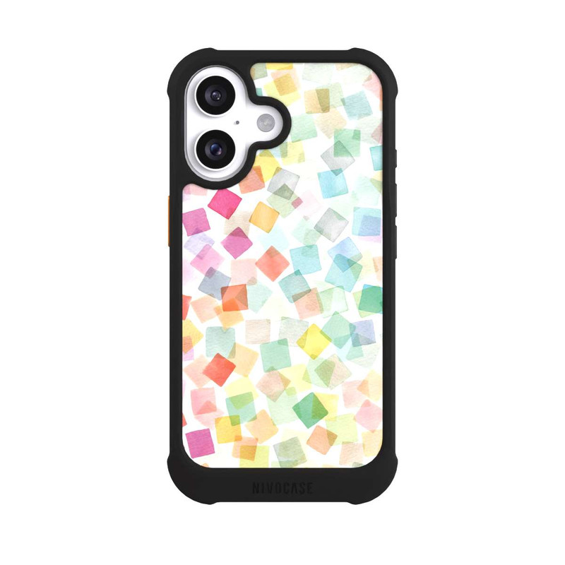 iPhone 16 NIVOmax Konfetti geometrische Plaids Regenbogen