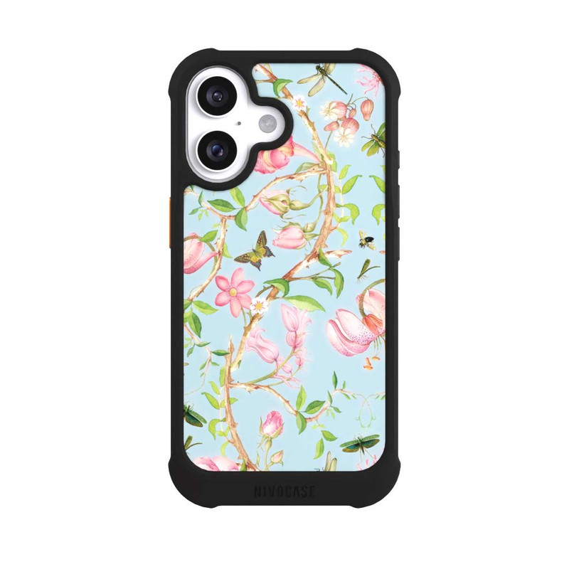 iPhone 16 NIVOmax Vintage botanische Blumen in blau