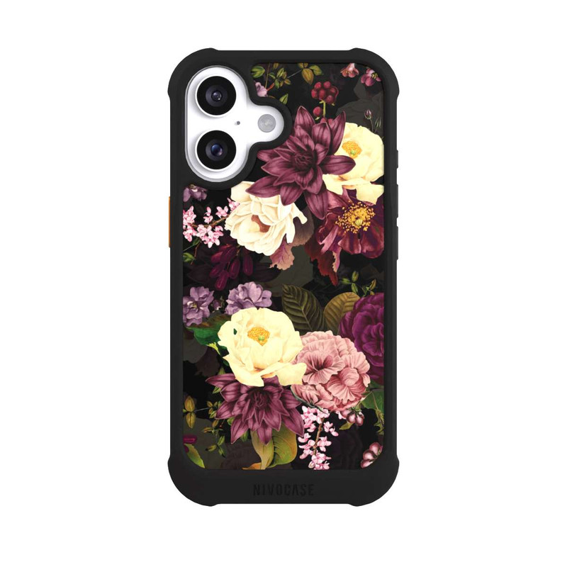 iPhone 16 NIVOmax Dunkle Blumen Bienen