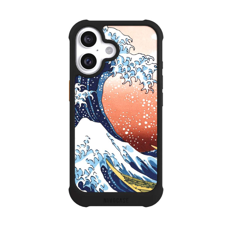 iPhone 16 NIVOmax Kanagawa Welle Mit Rotem Hintergrund