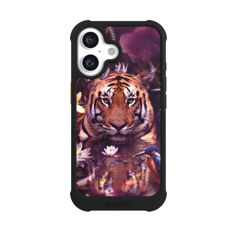 iPhone 16 NIVOmax Tiger Blumenrahmen