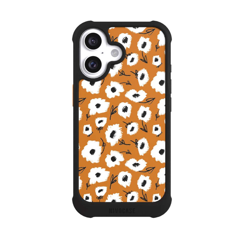 iPhone 16 NIVOmax Blumenmuster Ocker
