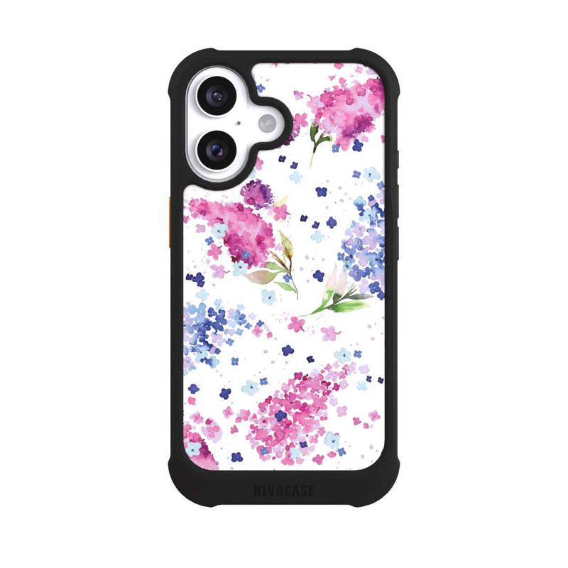 iPhone 16 NIVOmax Hortensien Lila und Rosa Blumen