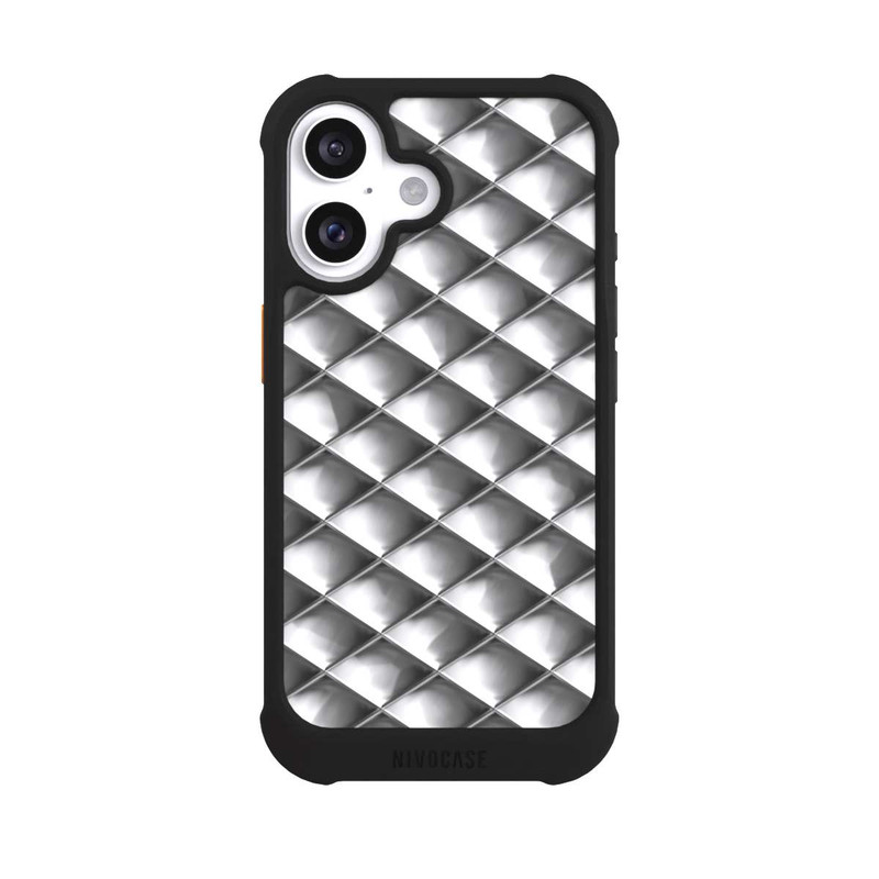 iPhone 16 NIVOmax Glamour Silver Squares