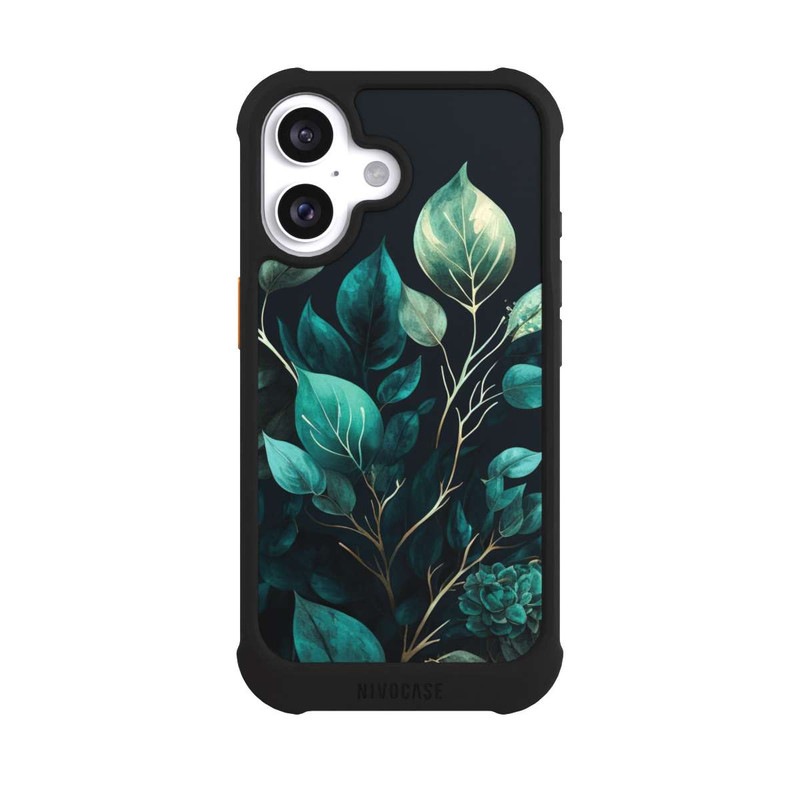 iPhone 16 NIVOmax Eukalyptus dunkler Hintergrund