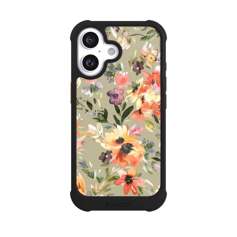 iPhone 16 NIVOmax Malerische tropische Blumen Salbeigrün