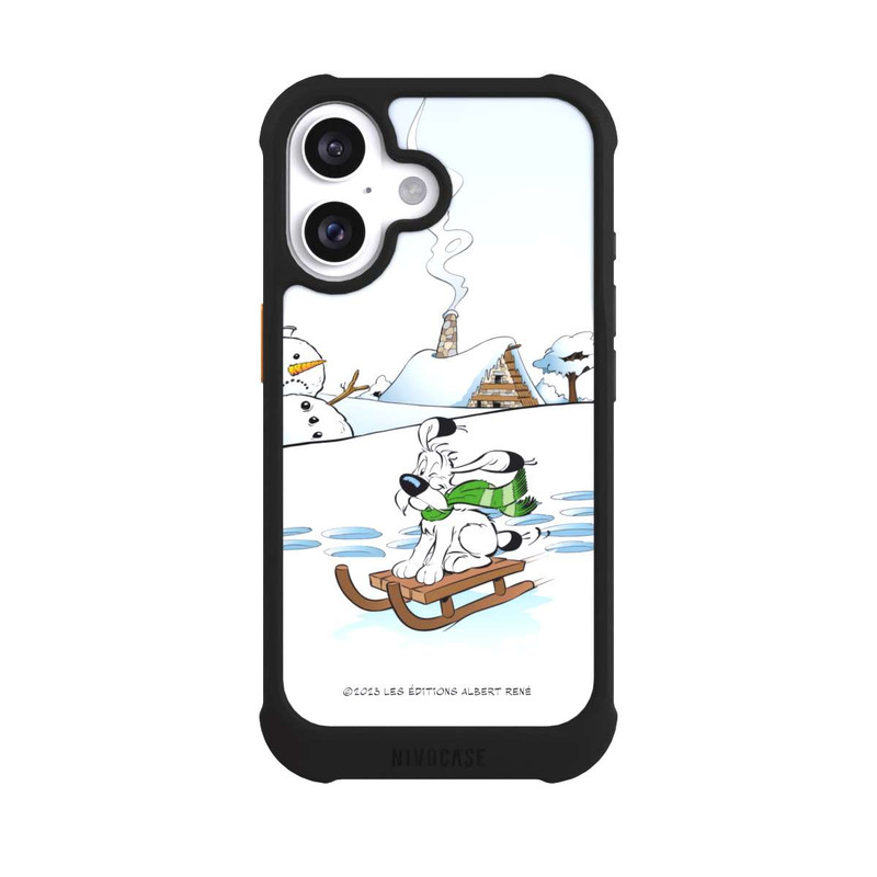 iPhone 16 NIVOmax Idefix fährt Schlitten