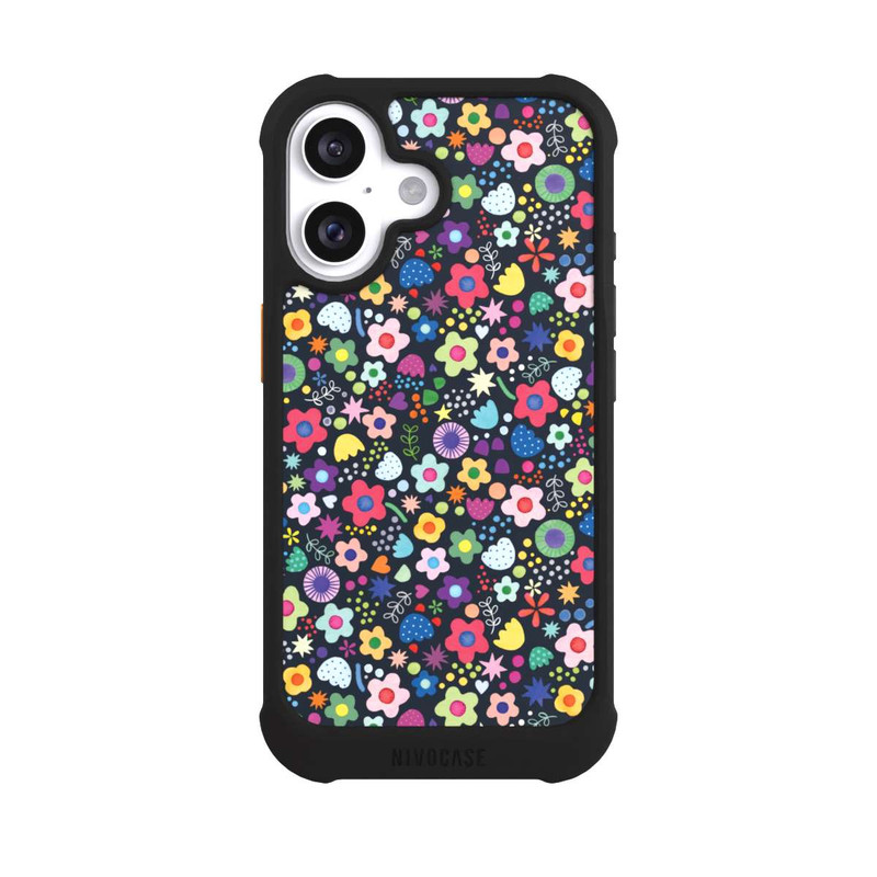 iPhone 16 NIVOmax Psychedelic Flowers Multi Black