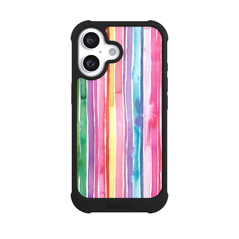 iPhone 16 NIVOmax Camouflage Regenbogenstreifen