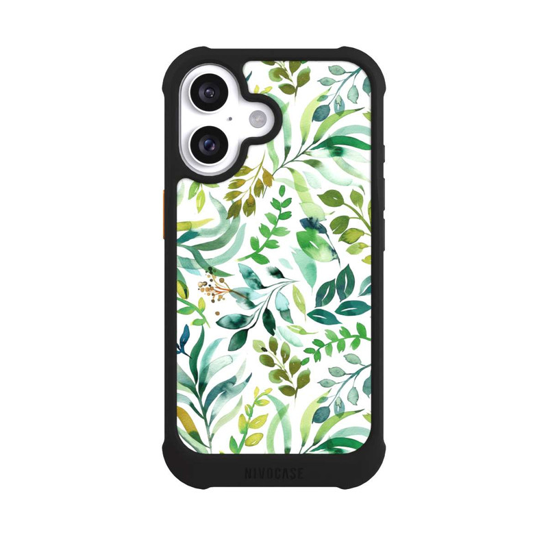 iPhone 16 NIVOmax Aquarell Palmenblätter Botanisch Grün