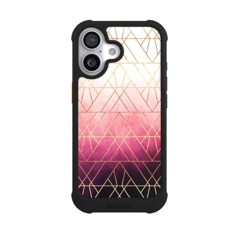 iPhone 17 NIVOmax Triangles ombrés roses imprimé doré