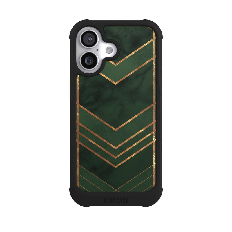 iPhone 17 NIVOmax Dark Green Pattern Golden Stripes