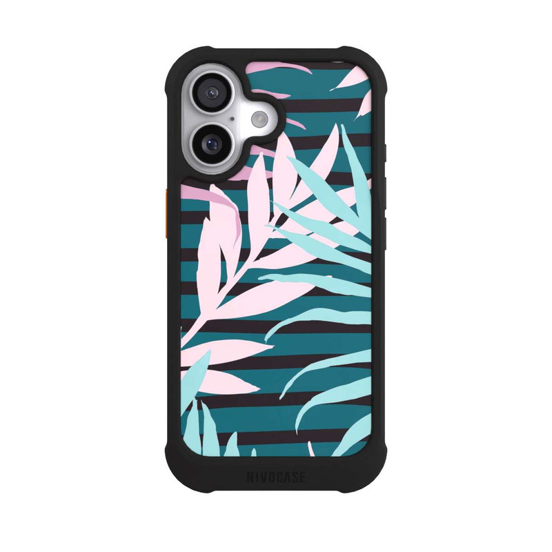 iPhone 17 NIVOmax Feuilles de jungle pastel rose sarcelle