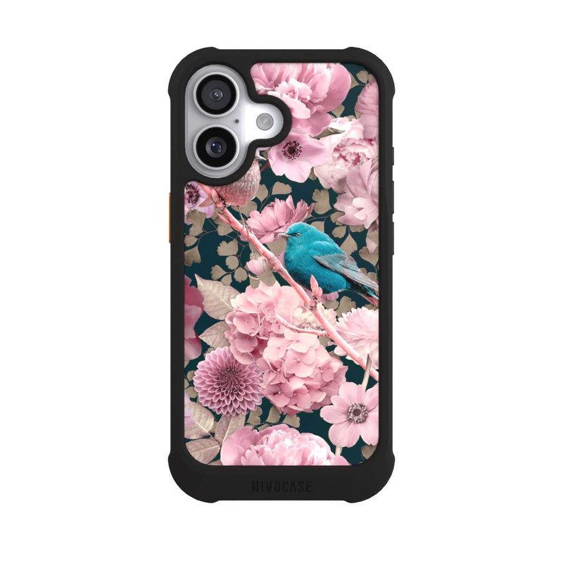 iPhone 17 NIVOmax Moineaux à motif de fleurs roses