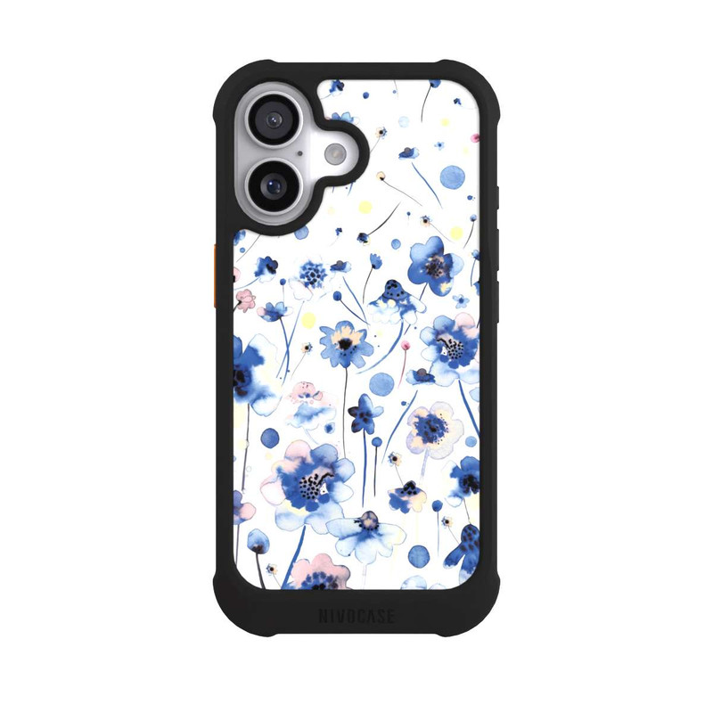 iPhone 17 NIVOmax Watercolor Ink Blue Flowers