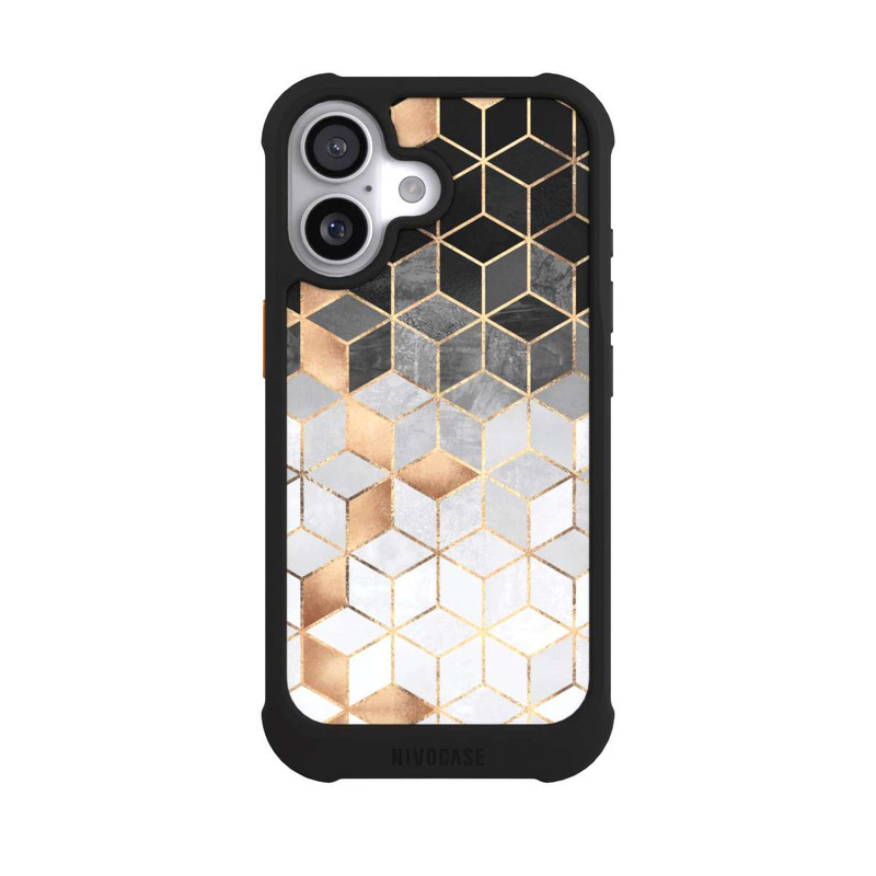 iPhone 17 NIVOmax Cubes Sombres & Dorés