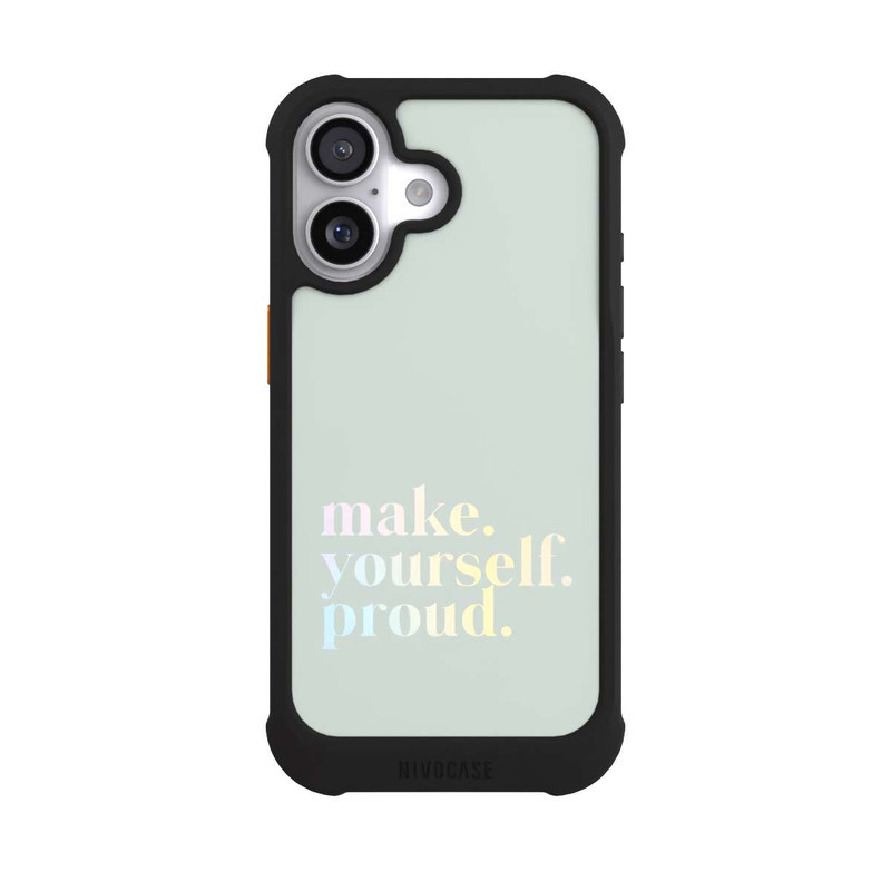 iPhone 17 NIVOmax Make Yourself Proud Zitat-Minze und Farbverlauf