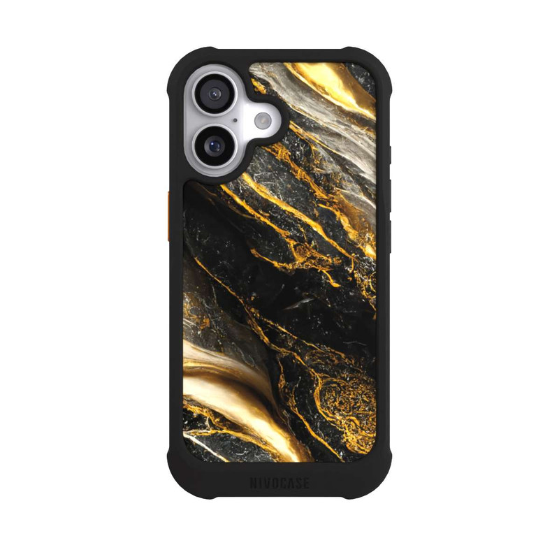 iPhone 17 NIVOmax Couches d'impression en marbre noir et or