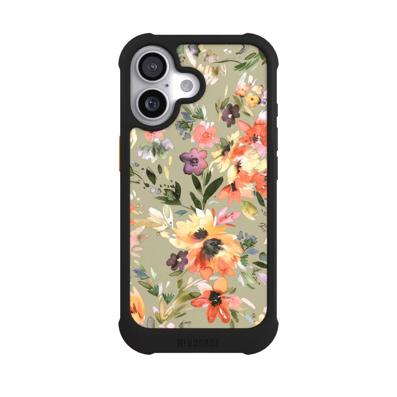 iPhone 17 NIVOmax Fleurs tropicales picturales vert sauge