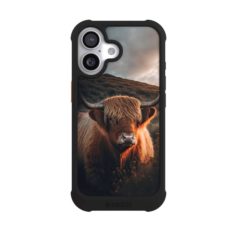 iPhone 17 NIVOmax Vache Highland avec de grandes cornes avec IA
