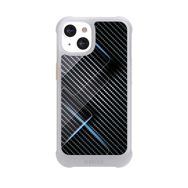 iPhone 13 NIVOmax Blaue Linien auf Karbon