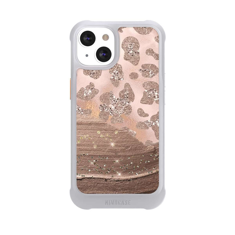 iPhone 13 NIVOmax Silberner Leoparden Glitzerlook