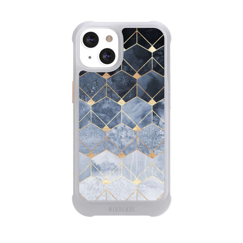 Apple iPhone 13 NIVOmax Blaue Sechsecke und Diamanten Golddruck
