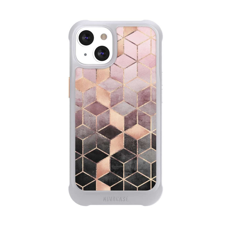 iPhone 13 NIVOmax Pink-grauer Farbverlauf Würfel Druck
