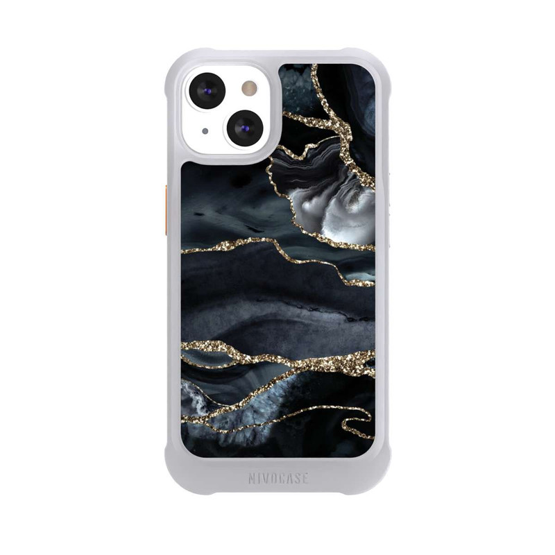 iPhone 13 NIVOmax Dark Marble Gold Glitter Look
