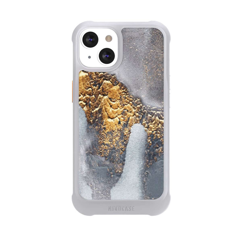 iPhone 13 NIVOmax Beton-Gold-Glitzerlook