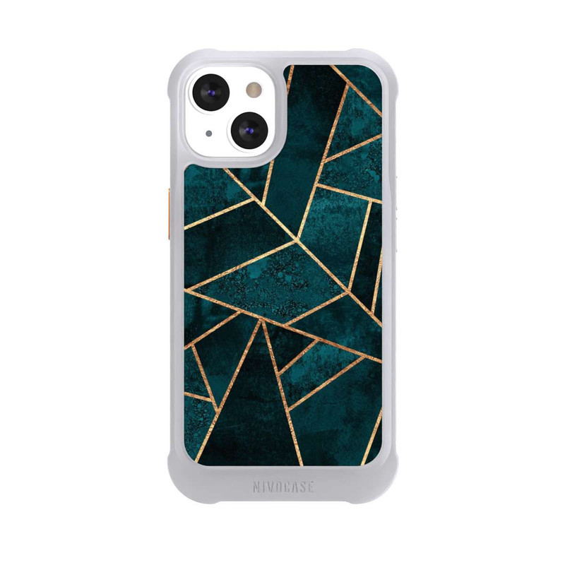 iPhone 13 NIVOmax Deep Teal Stone Gold Print