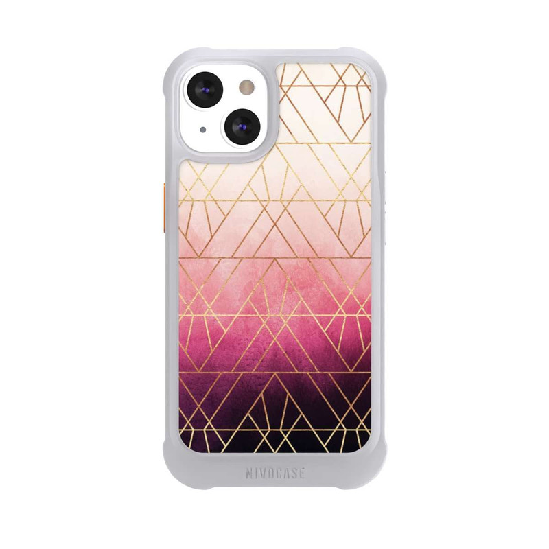 iPhone 13 NIVOmax Pink Ombre Dreiecke Golddruck
